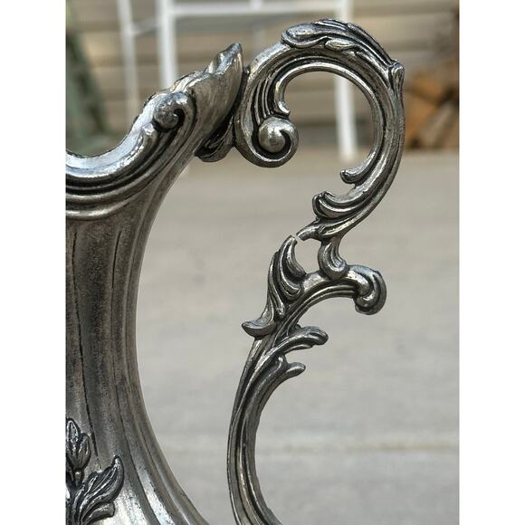 Italian Silver finish Pitcher decor vase floral Romatic scrolling baroque Italy - Picture 4 of 7